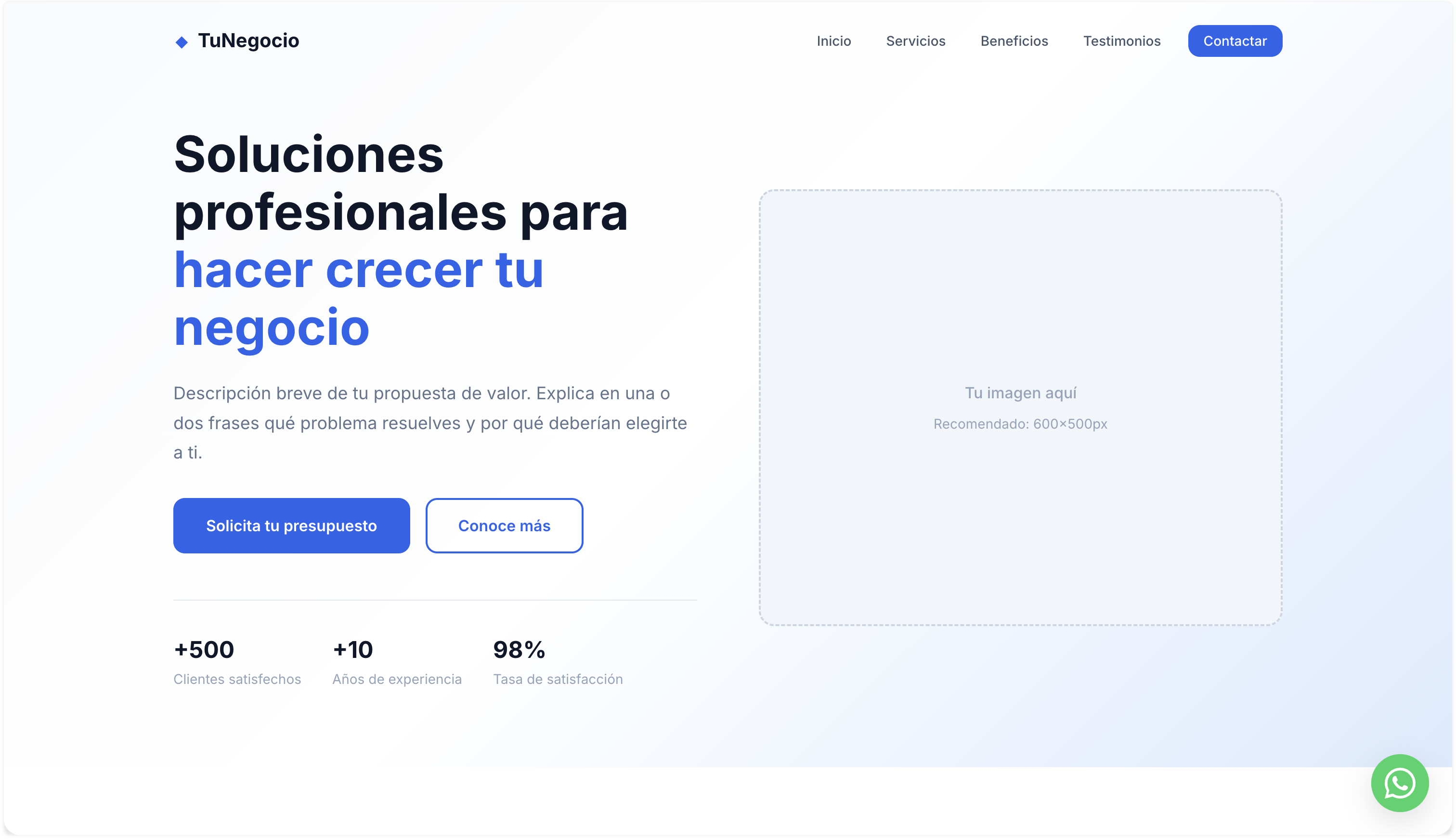 Captura de pantalla del proyecto Landing Page